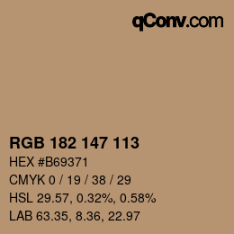 Color code: RGB 182 147 113 | qconv.com