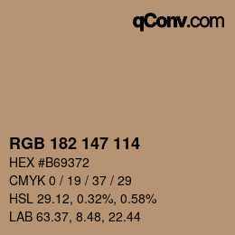 Color code: RGB 182 147 114 | qconv.com