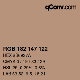 Color code: RGB 182 147 122 | qconv.com