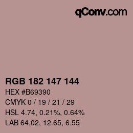 Color code: RGB 182 147 144 | qconv.com