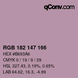 Color code: RGB 182 147 166 | qconv.com
