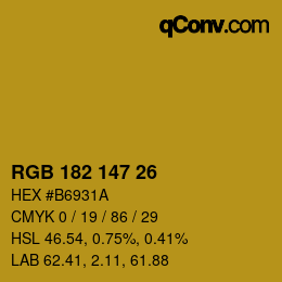 カラーコード: RGB 182 147 26 | qconv.com
