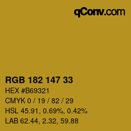 Color code: RGB 182 147 33 | qconv.com
