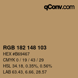 カラーコード: RGB 182 148 103 | qconv.com
