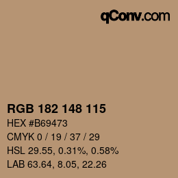 颜色代码: RGB 182 148 115 | qconv.com