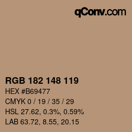 颜色代码: RGB 182 148 119 | qconv.com