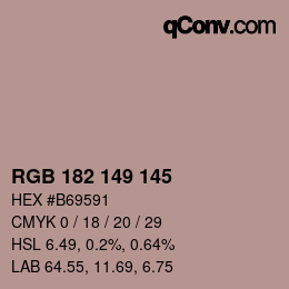 Color code: RGB 182 149 145 | qconv.com