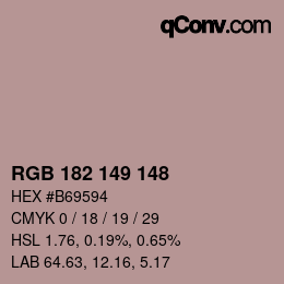 Color code: RGB 182 149 148 | qconv.com