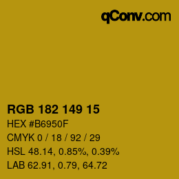 Color code: RGB 182 149 15 | qconv.com
