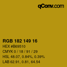 カラーコード: RGB 182 149 16 | qconv.com