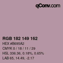 Color code: RGB 182 149 162 | qconv.com