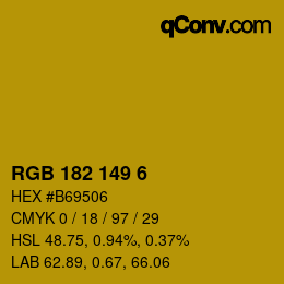 Color code: RGB 182 149 6 | qconv.com