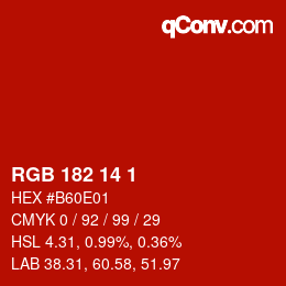 Farbcode: RGB 182 14 1 | qconv.com