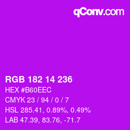 Color code: RGB 182 14 236 | qconv.com