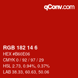 カラーコード: RGB 182 14 6 | qconv.com