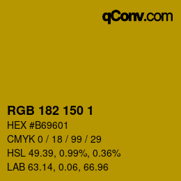 カラーコード: RGB 182 150 1 | qconv.com