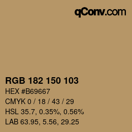 Color code: RGB 182 150 103 | qconv.com