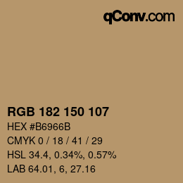 Color code: RGB 182 150 107 | qconv.com