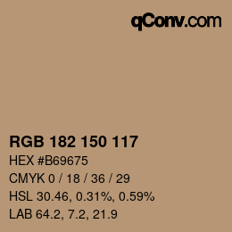 Color code: RGB 182 150 117 | qconv.com