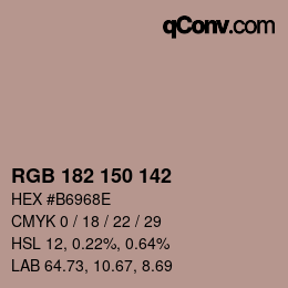 Color code: RGB 182 150 142 | qconv.com