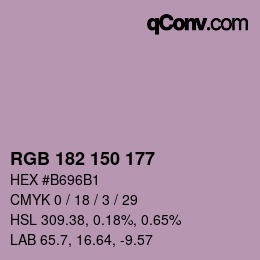 颜色代码: RGB 182 150 177 | qconv.com