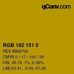 Color code: RGB 182 151 0 | qconv.com