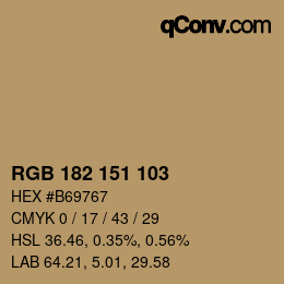 カラーコード: RGB 182 151 103 | qconv.com