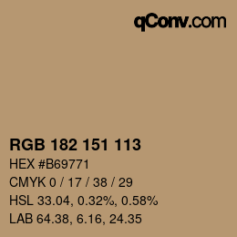 カラーコード: RGB 182 151 113 | qconv.com