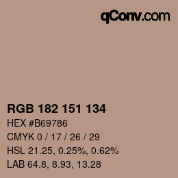 Color code: RGB 182 151 134 | qconv.com