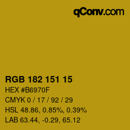 Color code: RGB 182 151 15 | qconv.com