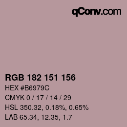 颜色代码: RGB 182 151 156 | qconv.com