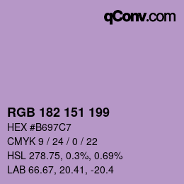 Color code: RGB 182 151 199 | qconv.com
