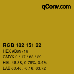 Color code: RGB 182 151 22 | qconv.com