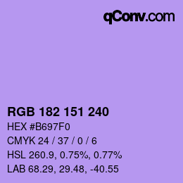Color code: RGB 182 151 240 | qconv.com