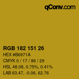 Color code: RGB 182 151 26 | qconv.com