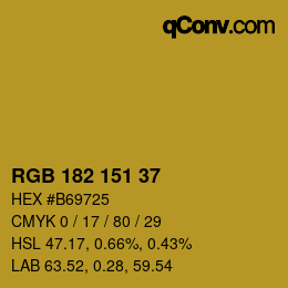 Color code: RGB 182 151 37 | qconv.com