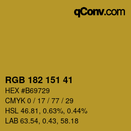 カラーコード: RGB 182 151 41 | qconv.com
