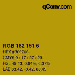 Color code: RGB 182 151 6 | qconv.com