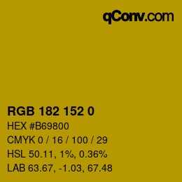 カラーコード: RGB 182 152 0 | qconv.com