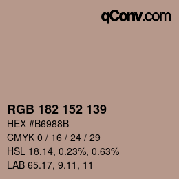 カラーコード: RGB 182 152 139 | qconv.com