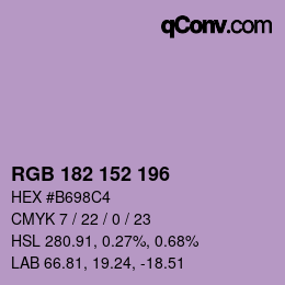 Color code: RGB 182 152 196 | qconv.com