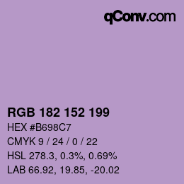Color code: RGB 182 152 199 | qconv.com