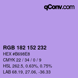 カラーコード: RGB 182 152 232 | qconv.com