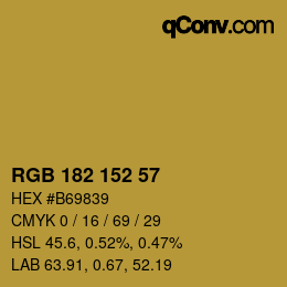 カラーコード: RGB 182 152 57 | qconv.com