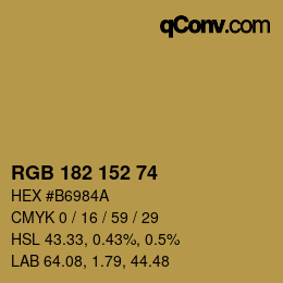カラーコード: RGB 182 152 74 | qconv.com