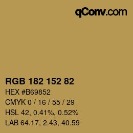 Color code: RGB 182 152 82 | qconv.com