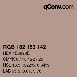 Color code: RGB 182 153 142 | qconv.com