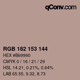 カラーコード: RGB 182 153 144 | qconv.com