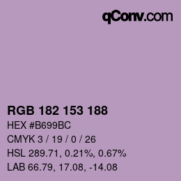 Color code: RGB 182 153 188 | qconv.com