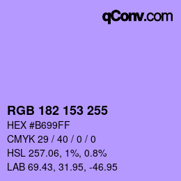 Color code: RGB 182 153 255 | qconv.com